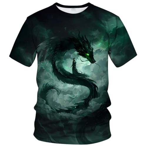 LAOLIUSN Traditional Chinese Dragon T-Shirt Funny Anime Graphic Tee Shirt