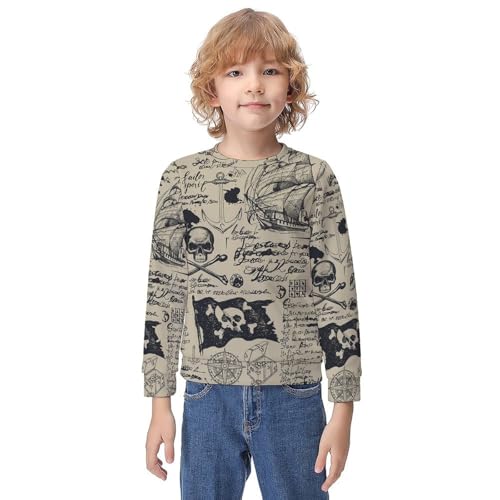 Skulls Crossbones Pirate FlagChildren's Casual Pullover Sweatshirt Loose Fit8-10Y