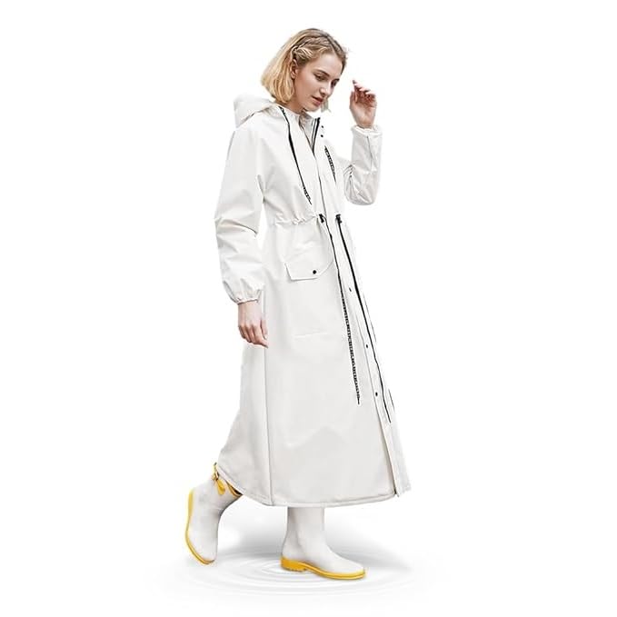 Women’s Lightweight Packable Raincoat – Waterproof Windbreaker Jacket with Hood, Long Outdoor Coat for Walking, Travel & Camping