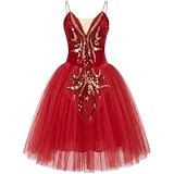 Ymxygz Tutú Largo Romántico para Ballet, Traje De Baile para Actuaciones En Escenario, Falda Tutú Profesional para Mujeres Y Niñas, Atuendo para Recitales Y Competiciones De Ballet.