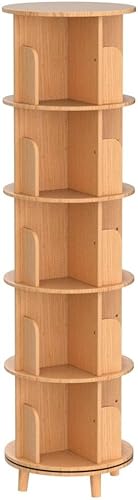 Miniatura 5 de Gdrasuya10 Estantería giratoria con patas, estantería giratoria de 5 niveles, estantería giratoria de madera, estantería organizadora de