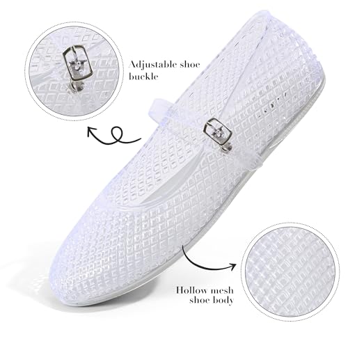 Image of Ankis Women's Mary Jane Ballet Flats, Mesh Jelly Fishnet Sandals