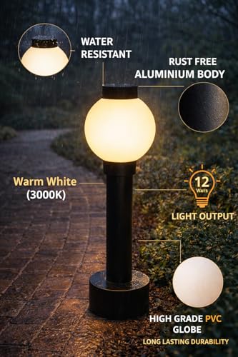 Image of FILLISKA LED Modern Outdoor Bollard Light, Warm White, IP65 Waterproof, Garden Pathway Landscape Lighting. (Black Bollard-088)