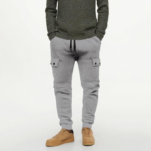 Men's Tapered Cargo Sweatpant Casual Elastic Waist Workout Gym Joggers Sweat Pants with Pockets, M-3XL3