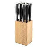 8 Slots Steak Knife Block Holder, 5.5" Wooden Small Knife Block without Knives,Compact and Space Saving Storage Knife Holder for Counter Top (1)