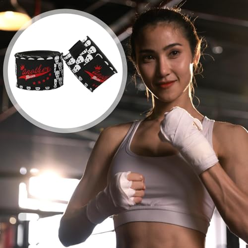 Vendas de boxeo con estampado de calavera para artes marciales mixtas, 10 pies, equipo de protección elástico para Muay Thai, artes marciales mixtas y boxeo, competición de entrenamiento deportivo - imagen 3