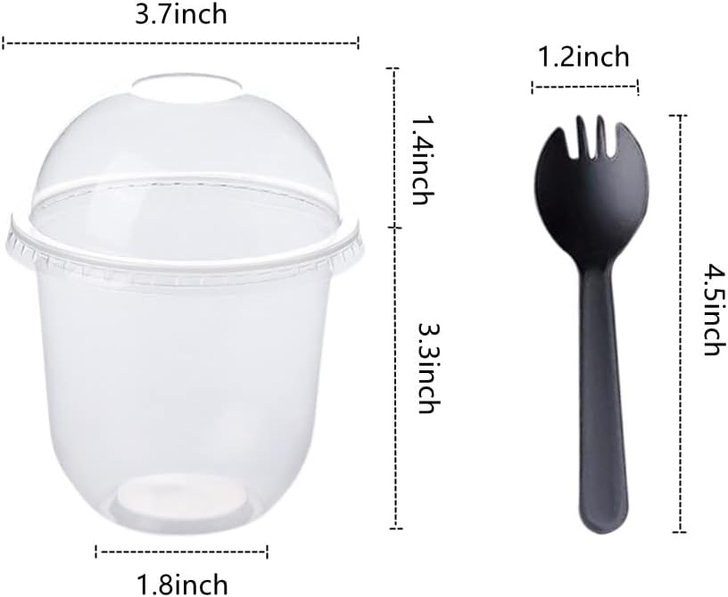 12oz disposable plastic cups with dome lids (no hole),50 pack dessert cups for plastic fruit, ice cream cake and mini snack bowls…