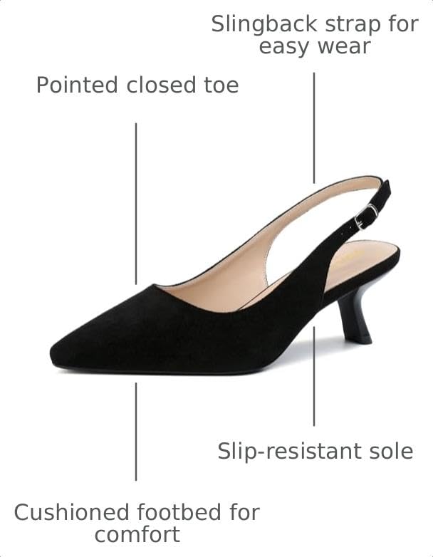 Image of RIBONGZ Sexy Slingback Pumps Elegant Dressy Heels for Women Closed Toe Pointy High Heels Wedding Bride Prom Party Evening Shoes