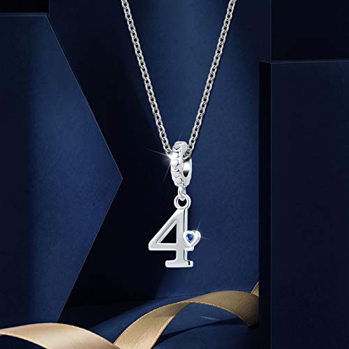 Lucky Number 1 2 3 4 5 6 7 8 9 Charm Initial Heart CZ Dangle Bead for Pandora Charm Bracelet2