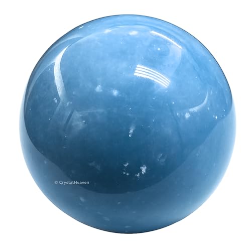 Image of Certified Angelite Crystal Ball for Meditation - Premium Crystal Vastu Items for Home and Feng Shui Items for Good Luck - Ideal for Pooja Supplies and Spiritual Practices (1.5 inch Inch)