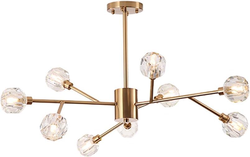 HMASNSEIY Chandeliers, Crystal Sputnik Chandelier Modern Pendant Light 9 12 15 18 Lights Mid Century Gold Ceiling Light Fixtures Compatible with Dining Room Bedroom Living Room G9 Bulbs(9 head)