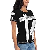 Coupe régulière in-do-Chine T-Shirt Femme Noir T-Shirt à Manches Courtes Col Rond Chemise Casual Top Tee Women XL
