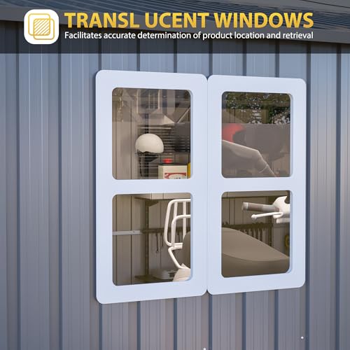 Image of YOPTO 12x10 FT Outdoor Storage Shed,Metal Shed W /Window & Floor Frame,Garden Tool House W /Sloped Roof,Lockable Doors & Air Vents,for Backyard Patio Lawn,Gray