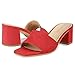 PIZZ ANNU Women's Square Open Toe Heels Sandals Low Block Chunky Heeled Sandal Slip on Mules Comfortable Casual Dress Pumps Shoes, Red 8
