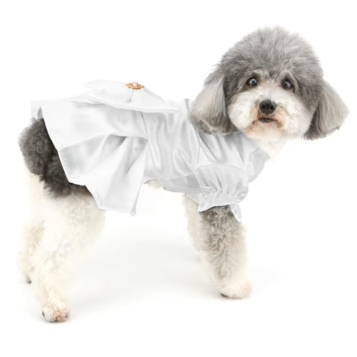 Ranphy Vestido de casamento para cachorro, saia com laço, vestido de princesa para cães, vestido de