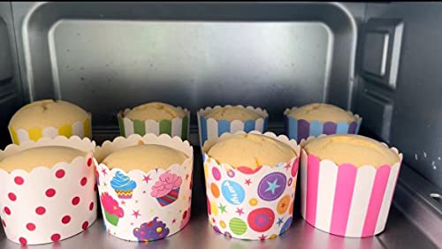 image for Gabkey 100pcs Random Colorful Premium Greaseproof Cupcake Paper Liners