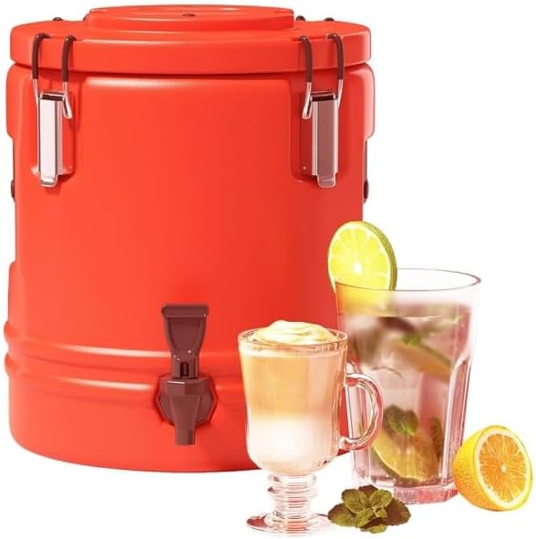 5.3 Gallon Insulated Beverage Dispenser, Thermal Cold & Hot Drink Dispenser with 304 Stainless Steel Interior, Portable for Camping Party Sports with Handles