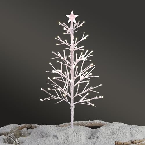 VINGLI 4ft Pre lit Artificial Lighted Christmas Tree with 80 Warm White LightsStar Topper Xmas Tree Holiday Party Decorations with Sturdy Metal Stand