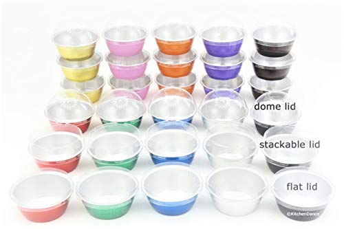Kitchendance Disposable Aluminum 4 Oz. Ramekins- Color & Lid Options- Pack Of 100 (With Stackable Lid, Silver) #TOP1