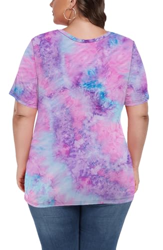 Image of ForHailey Women's Plus Size Short Sleeve Tee Shirt V Neck Basic Ladies Loose Fit T Shirt 1X-5X