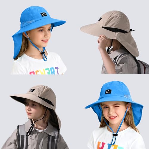 Image of ZOORON Kids Sun Hat with Neck Flap UPF 50+ Beach Hats for Baby Boys Girls