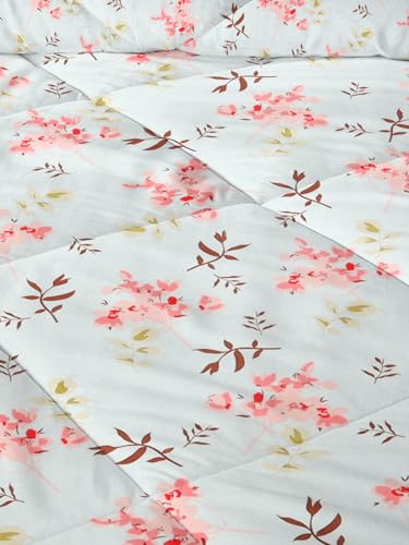 Image of HOMEKART 220 GSM Premium Reversible Microfiber AC Comforter for Double Bed | Soft, Lightweight & Breathable All-Season 3-Layer Quilted Blanket (220 x 240 cm, Floral Aqua & Pink)