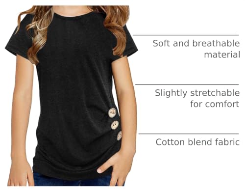 Image of Ecokauer Girls Casual Tunic Tops Knot Front Long Sleeve Loose Soft Blouse T-Shirt Size 4-13