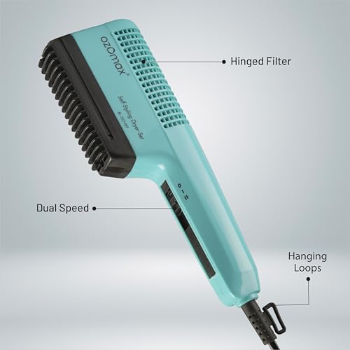 Image of Ozomax Windsor Self-Styling Hair and Beard Dryer Set - 1000W, 2-Speed Settings, 2 Comb Attachments for Styling and Smoothing