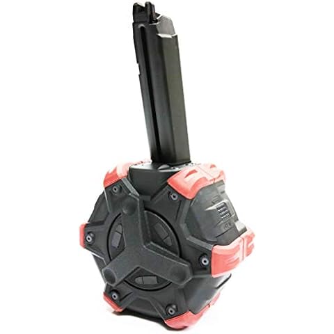 Armorer Works 350rd Gas Drum Magazine for AW, EMG, TM, WE G17/G18/G18C & Action Army AAP-01 Airsoft GBB Red Cover