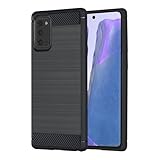 Casecious Compatible with Samsung Galaxy Note 20 4G 5G Carbon Fiber Soft TPU Brushed Line Basic Phone Back Case Cover (Black)