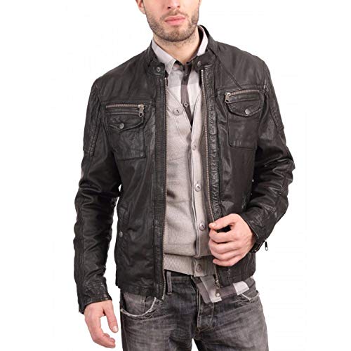 HugMe.fashion Black Biker Leather Jacket JK29