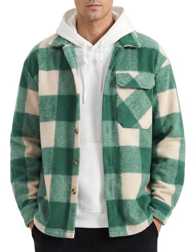 Image of ZAFUL Men's Shacket Aztec Print Shirt Jacket Flannel Button Up Turndown Collar Overshirt Chest Pocket Button Flap Thick Shirt