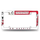 Rico Industries NCAA Northeastern Huskies Primary 12" x 6" Chrome All Over Automotive License Plate Frame for Car/Truck/SUV