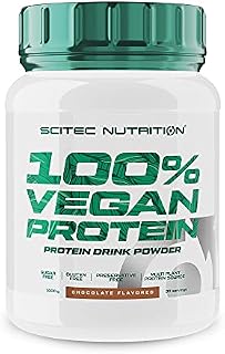 Scitec Nutrition 100% Vegan Protein, Smakowy napój w proszku zawierający białko roślinne, witaminę B12 i substancje słodzące, Nie zawiera cukru, Bezglutenowy, 1 kg, Czekoladowy