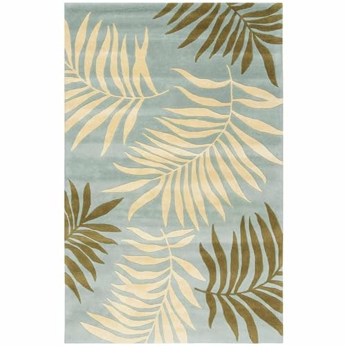 Image of Irregular Shape Handmade Woolen Carpet Green Colour Size 6x8 feet