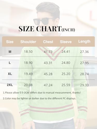 PASLTER Mens V Neck Sweater Cable Knit Chunky Relaxed Fit Fashion Twist Thermal Pullover Tennis Sweaters