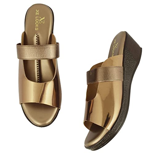 XE Looks Copper Soft Stylish Casual Comfortable Wedges Heels For Women & Girls Footwear, 6 UK (B09R23P55H) Amazon Price History, Amazon Price Tracker