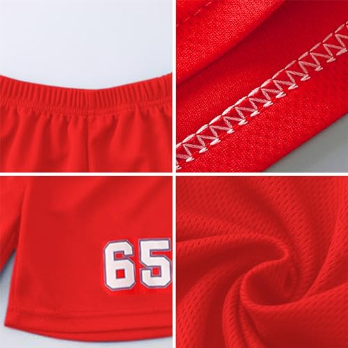 Image of SANGTREE Boys Quick Dry Athletic Short Sleeve T-shirt and Shorts Set, 65# Red+White, 6-7 Years = Tag 130