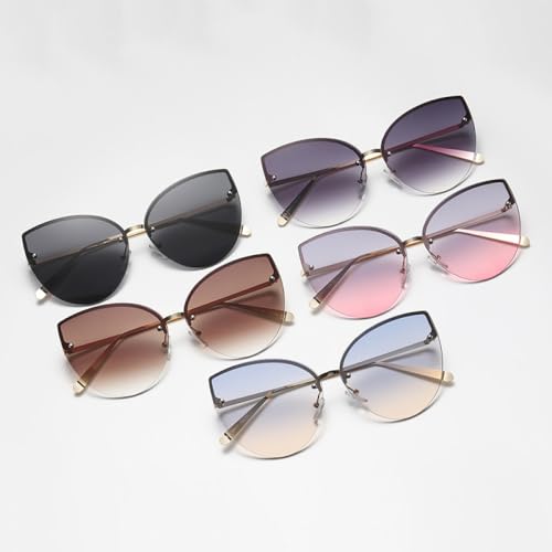 Lunettes de soleil œil de chat vintage en métal aux finitions soignées - 2