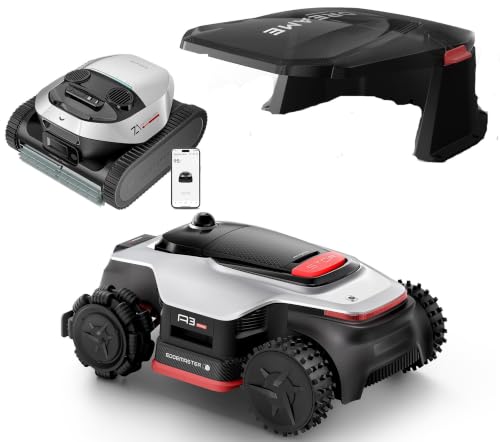 Image of LiDAR Robot Lawn Mower A3 AWD Pro 3500 +Garage+Z1 Robotic Pool Cleaner Set, Wire Free No RTK Robotic Lawn Mowers,Dual-Disc Cutting 15.8 inch Width, Smart Zero-Edge, App Control for 0.87 Acre