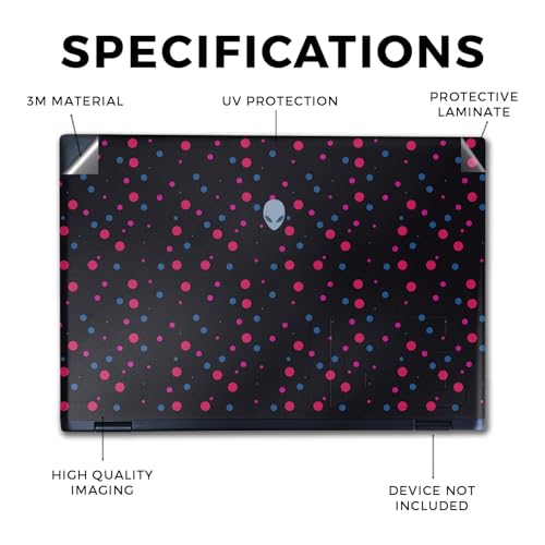 Image of Laptop Skin Compatible with Alienware M16 R2 (2024) - Magenta Dots - Premium 3M Vinyl Protective Wrap Decal Cover - Easy to Apply | Crafted in The USA by MightySkins