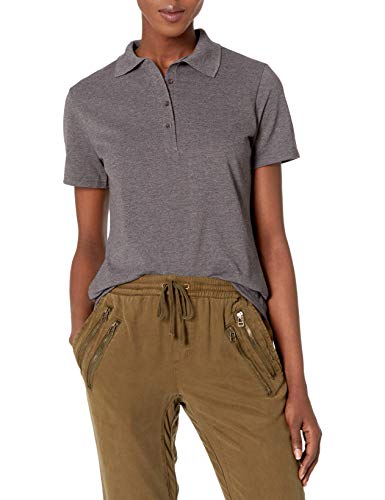 Hanes Women's Pique Polo, Charcoal Heather, Medium