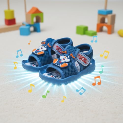 Image of Kids Chu-Chu Sound Musical First Walking Cozy Sandals for Baby Boys and Baby Girls Age 9-22 Months