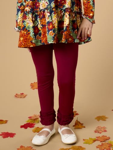 Image of RuffleButts Toddler Girl Merry & Bright Ruffle Leggings - Ankle Leggings | 75% Cotton 23% Spandex 2% Elastane, Breathable Lightweight, Elastic Waistband, Signature Rear Detail To 4T, Machine Washable