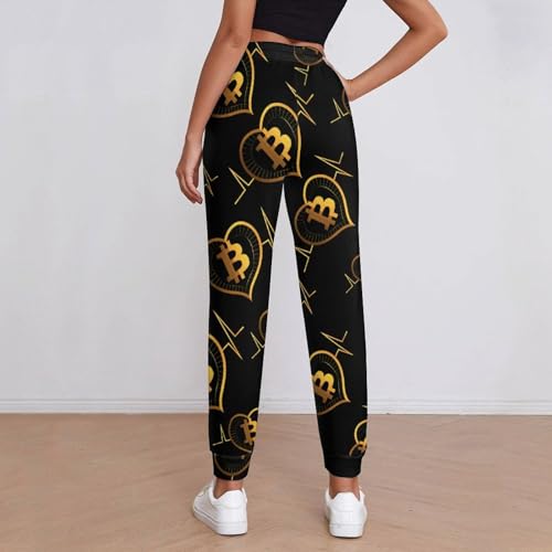 Bitcoin Heartbeat Women's Sweatpants Soft Lounge Joggers Athletic Yoga Pants with Pockets for Workout Running - Image 3
