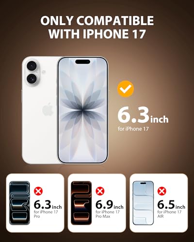 Image of PDDKISS 2 Pack Privacy Screen Protector for iPhone 17 (2025) 6.3 inch Black Anti Spy Tempered Glass