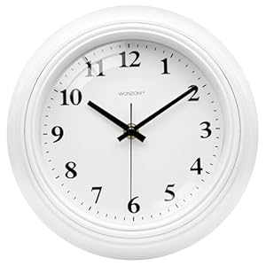 WONZOM Wall Clock, Small 8.5 Inch Modern White Clock, Silent Non Ticking Quartz Wall Clock for Living Room Kitchen Bedroom Office