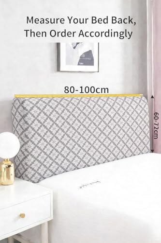 Image of HOMETHREADS 200 GSM Stretchable Jacquard Headboard Cover | Soft, Dust-Proof & Wrinkle-Resistant Bed Back Protector | Fits Leather, Wooden & Fabric Bedsides | for 3ft to 3.5ft | (Grey, 90x65Cm)
