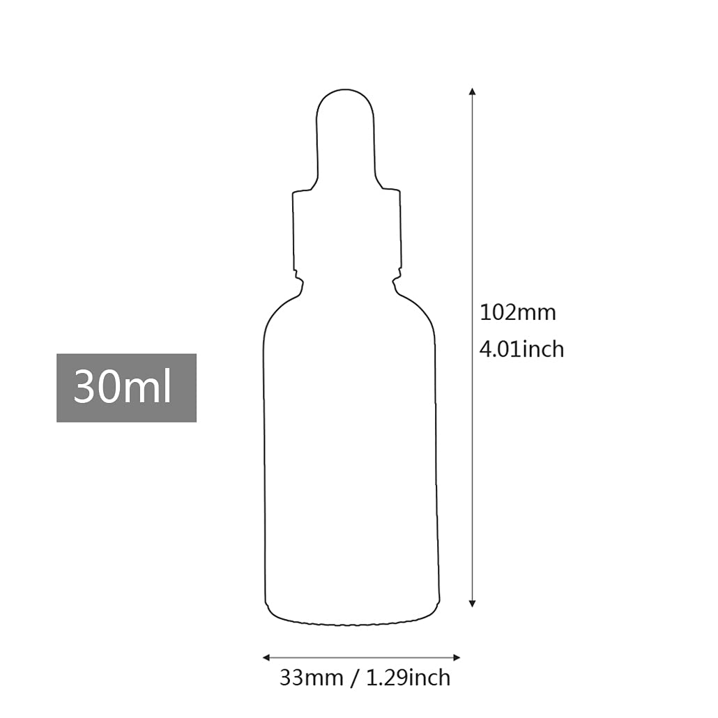 24 Piezas Azul Mate Frasco Cuentagotas Cristal 30ml, Azul Botellas Cuentagotas con Pipeta de Vidrio Plata, para Fragancias de Aromaterapia de Aceites Esenciales, Masaje, Viaje