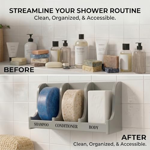 Image of Soap Holder for Shower Wall, 3-Compartment Soap Dish [Patent Pending]